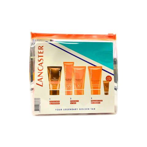 Lancaster Sun Care & Tanning Set – Pre-Tan Scrub, SPF 30 Protection & Tan Maximizer