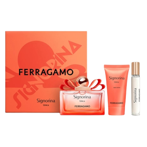 Ferragamo Signorina Unica Gift Set (EDP 100ml + Travel Spray 15ml + Body Lotion 50ml) For Women
