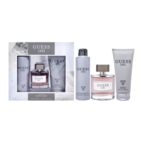 Guess 1981 Gift Set for Men (EDT 100ml + Shower Gel 200ml + Body Spray 170g) For Men