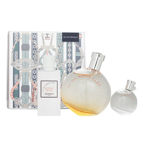 [Hermes] Eau Des Merveilles Coffret 3 Pcs (EDT 100ML + EDT 7.5ML + Body Lotion 80ML) For Women [Perfume / Fragrance]