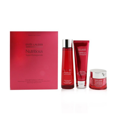 Estee Lauder Nutritious Super Pomegranate Overnight Radiance Collection Set: Cleansing Foam +Lotion +Night Creme 3pcs