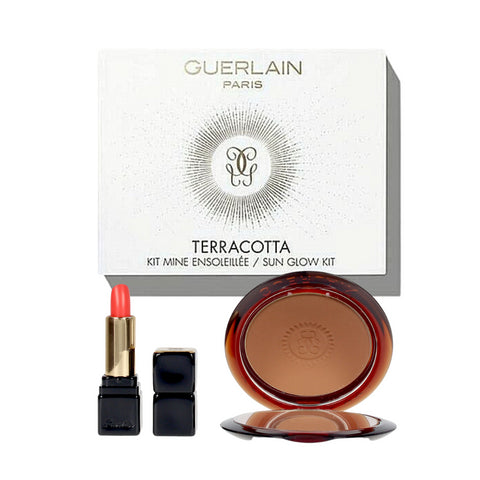 Guerlain Terracotta Sun Glow Kit 2 Piece Set #Bronzing Powder And Lipstick 11.4g (Box Damaged)